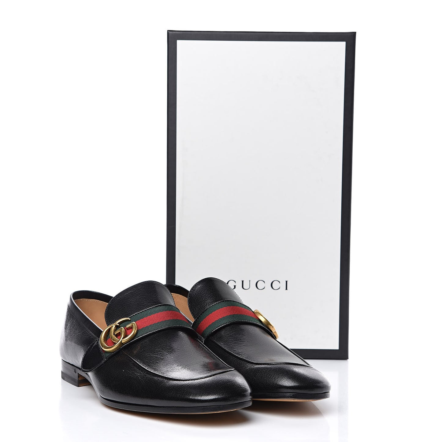 Goatskin Web Mens GG Loafers 10 Black