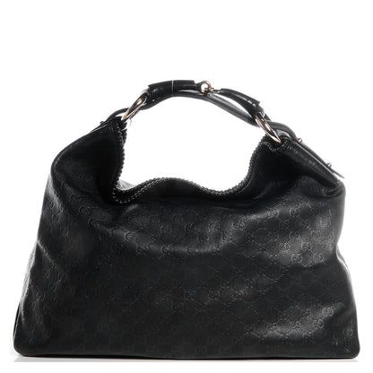 Gucci Guccissima Large Horsebit Chain Hobo Black 1 of 7