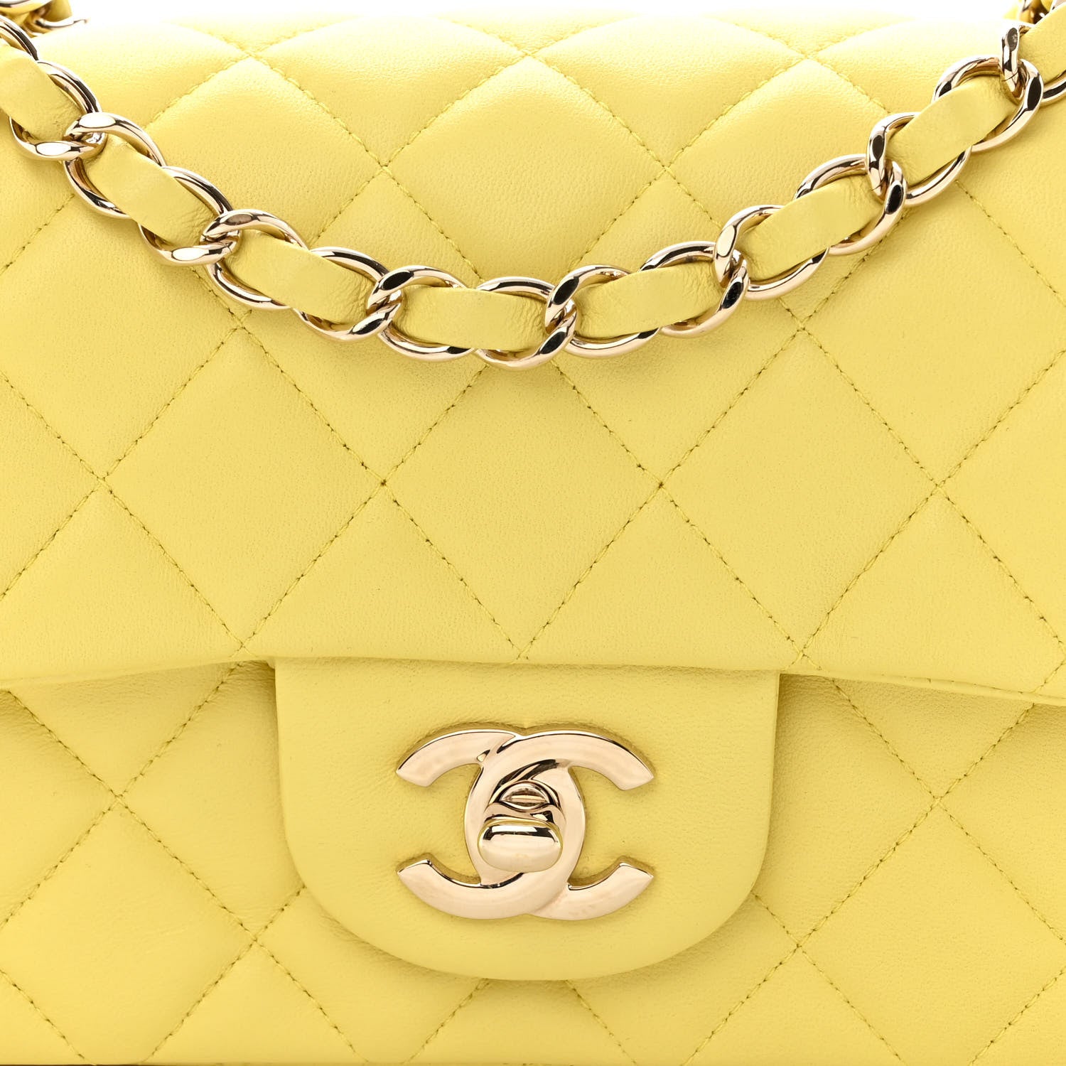 Chanel Lambskin Quilted Mini Rectangular Flap Light Yellow 8 of 11