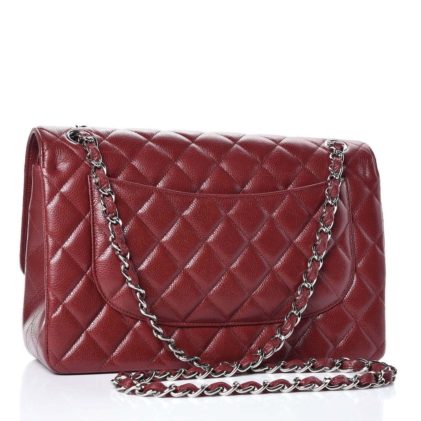 Caviar Quilted Jumbo Double Flap Burgundy