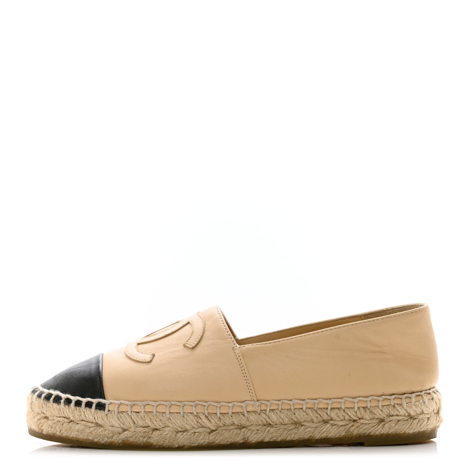 Chanel Lambskin CC Espadrilles 35 Beige Black 1 of 9