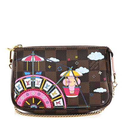Louis Vuitton Damier Ebene 2020 Christmas Animation Big Wheel Mini Pochette Accessories Rose Ballerine 1 of 8