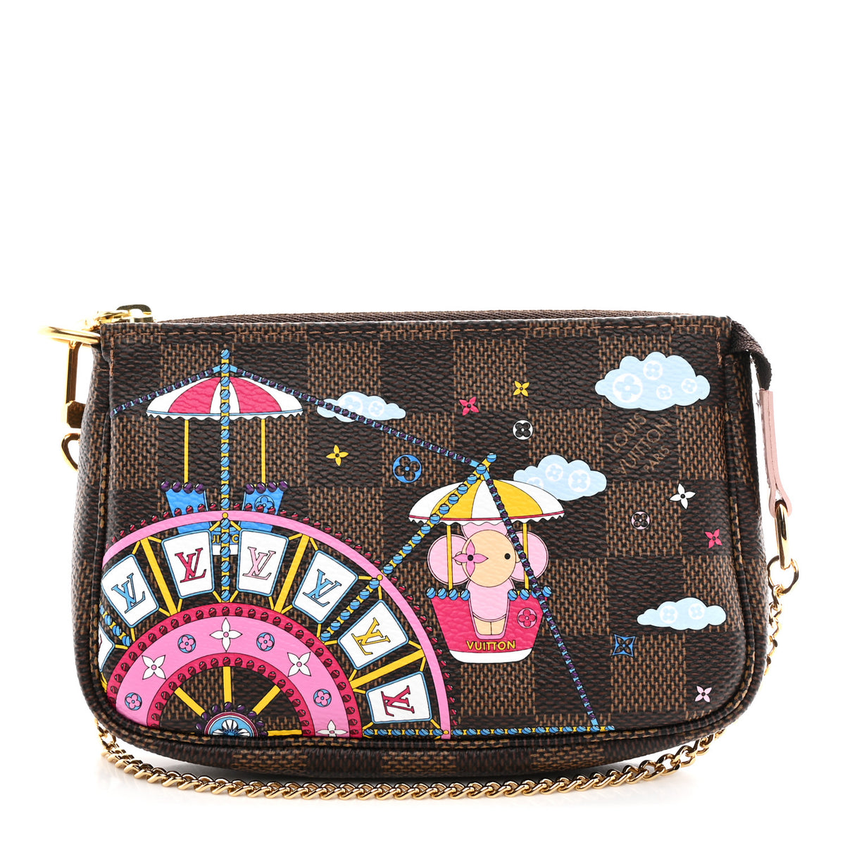 Louis Vuitton Damier Ebene 2020 Christmas Animation Big Wheel Mini Pochette Accessories Rose Ballerine 1 of 8