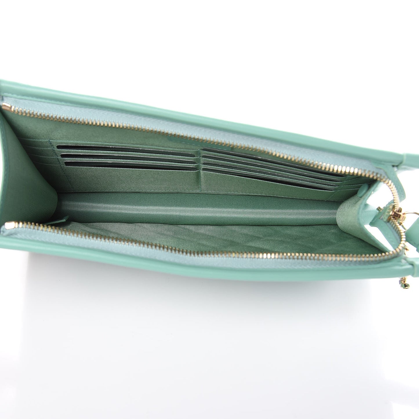 Tweed Lambskin PVC Quilted Wristlet Pouch Green