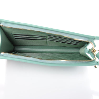 Chanel Tweed Lambskin PVC Quilted Wristlet Pouch Green 5 of 13