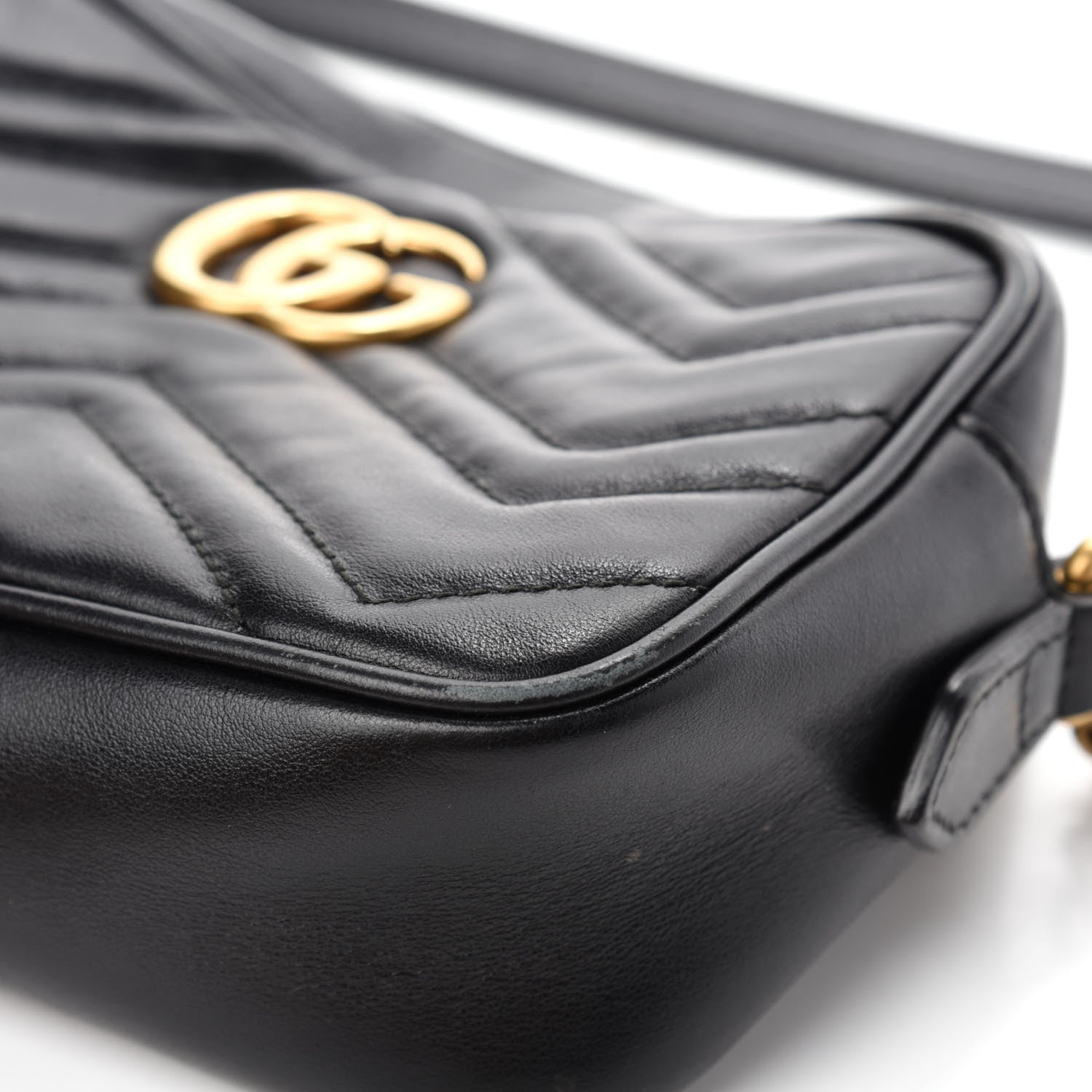 Gucci Calfskin Matelasse Mini GG Marmont Chain Shoulder Bag Black 8 of 13