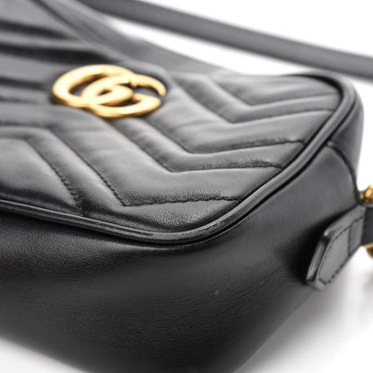 Gucci Calfskin Matelasse Mini GG Marmont Chain Shoulder Bag Black 8 of 13