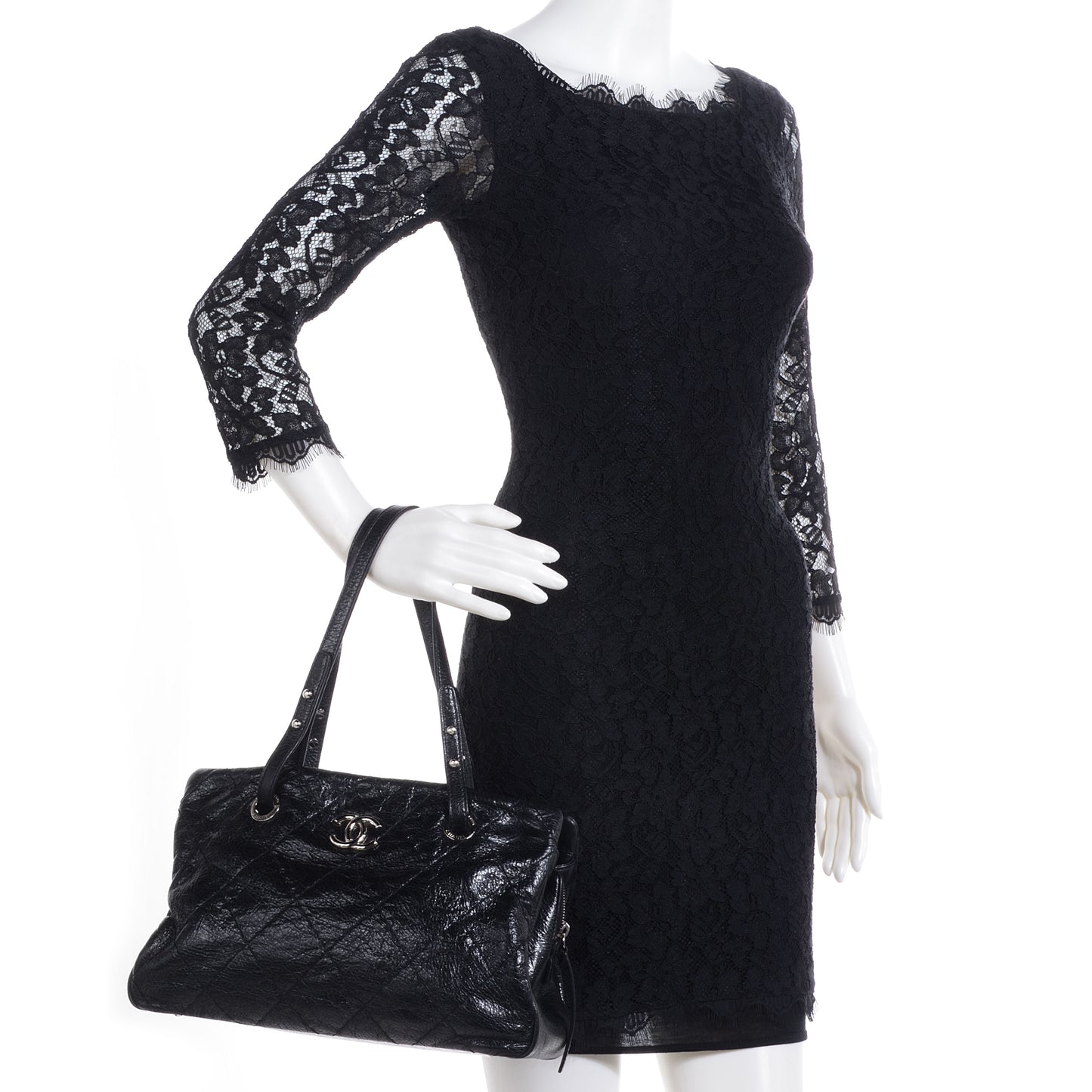 Glazed Calfskin Small On The Road Zip Tote Black