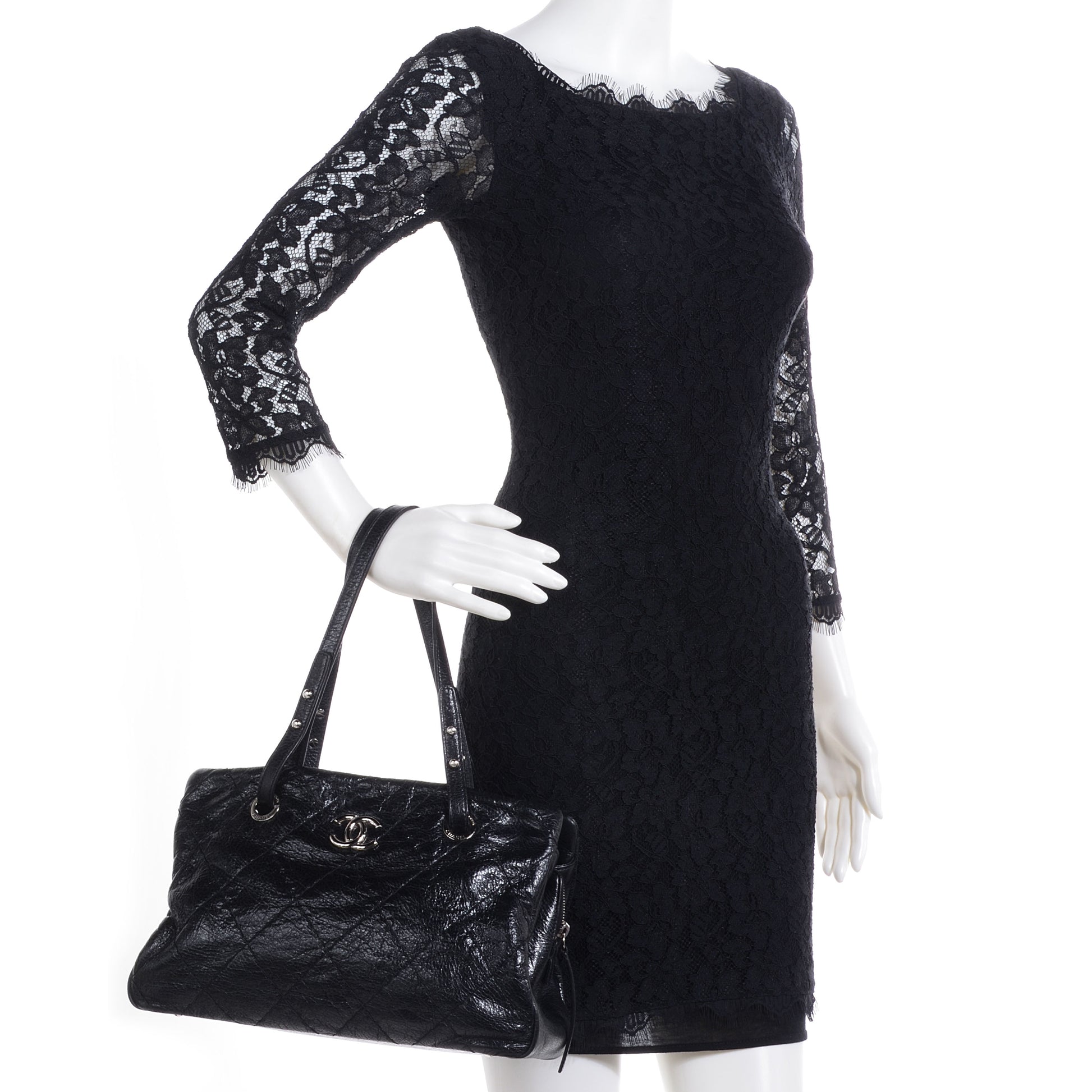 Chanel Glazed Calfskin Small On The Road Zip Tote Black 2 of 7