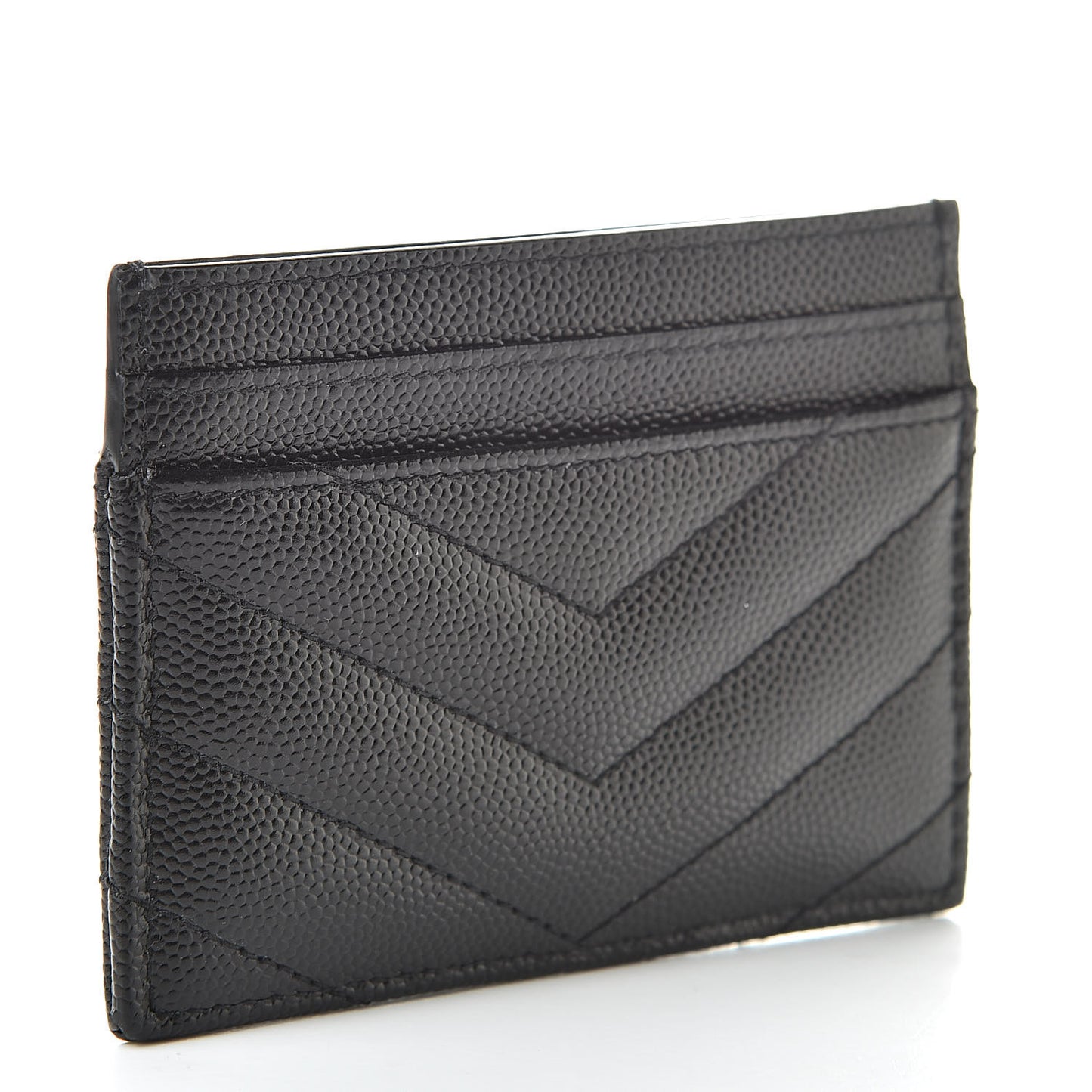 Grain De Poudre Matelasse Chevron Monogram Credit Card Case Black