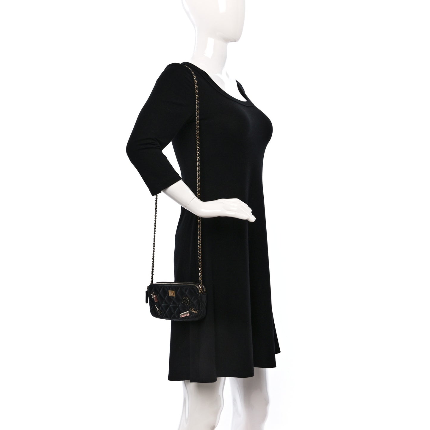 Aged Calfskin Lucky Charms 2.55 Reissue Small Clutch With Chain Black