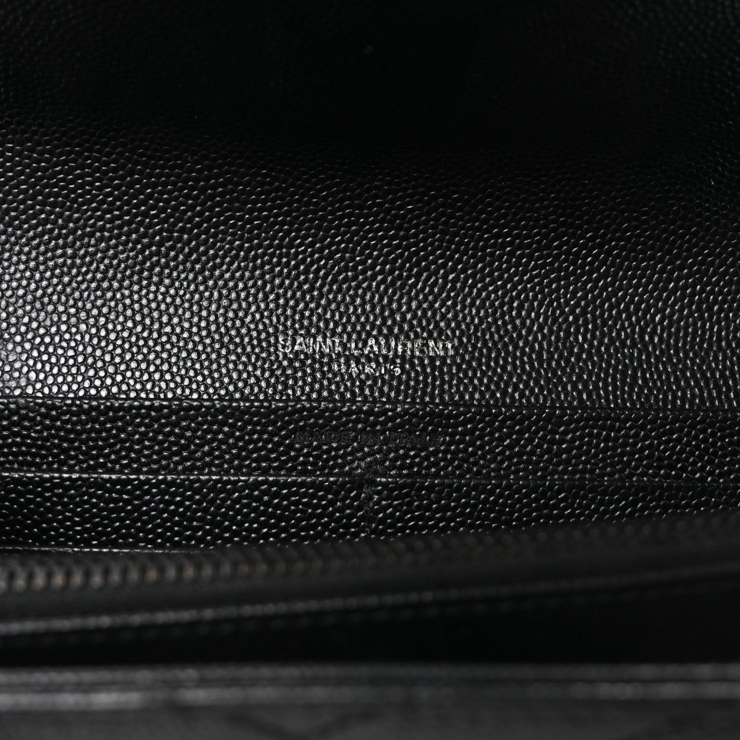 Saint Laurent Grain De Poudre Matelasse Chevron Monogram Flap Wallet Black 6 of 6