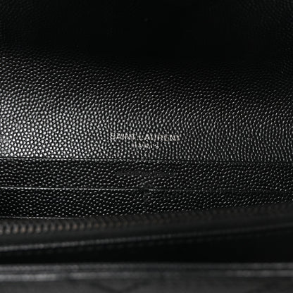 Saint Laurent Grain De Poudre Matelasse Chevron Monogram Flap Wallet Black 6 of 6