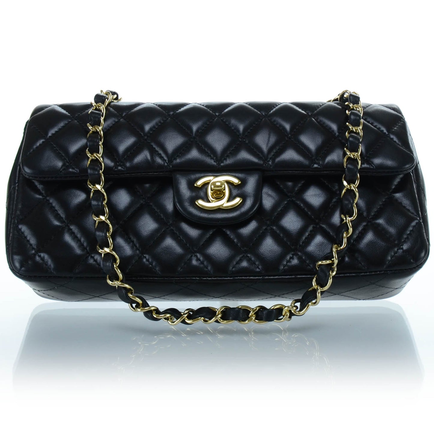 Lambskin Quilted East West Flap Black