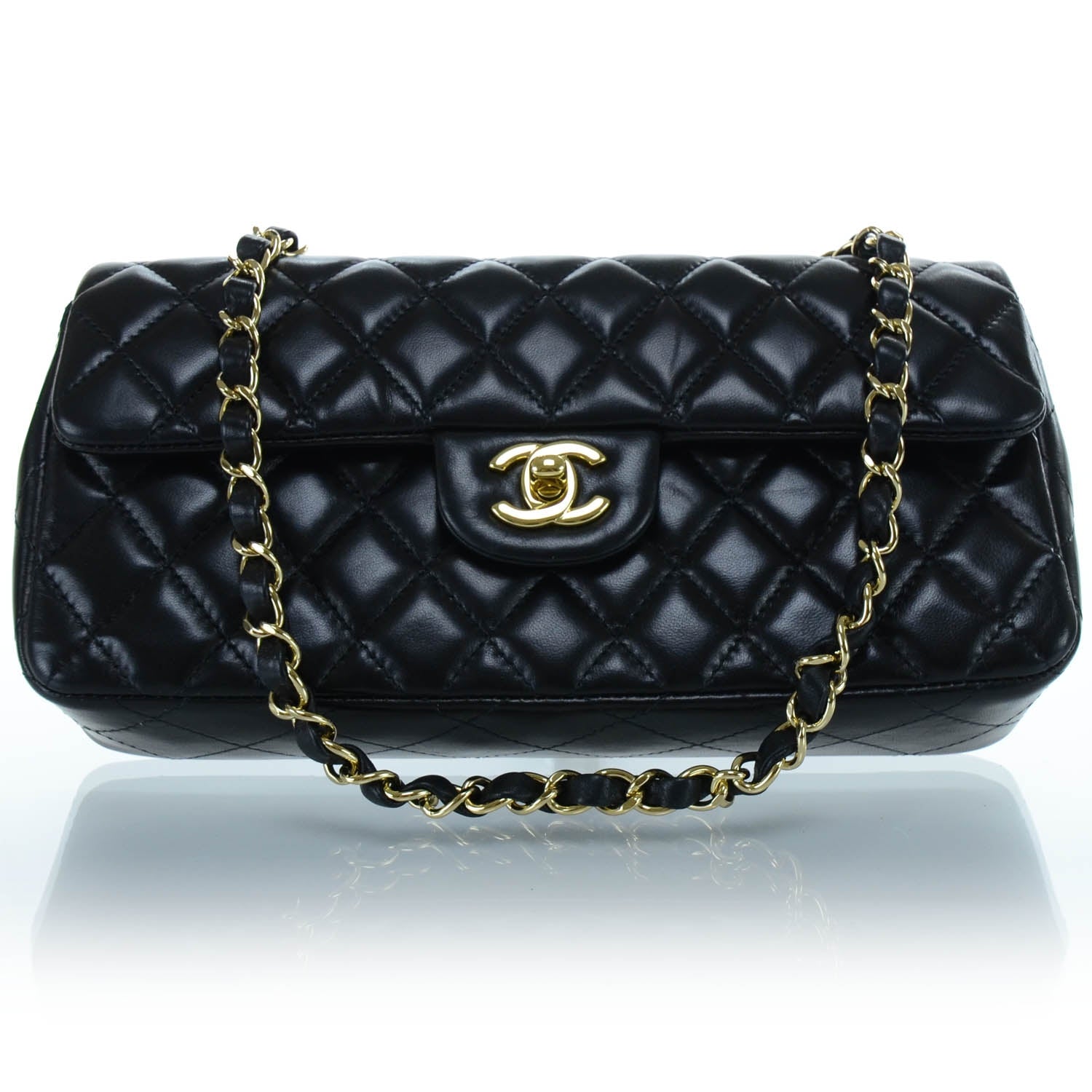 Chanel Lambskin Quilted East West Flap Black 1 of 12