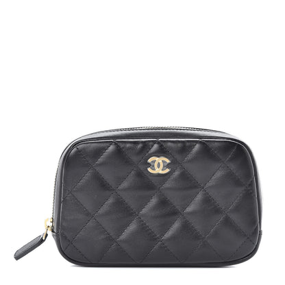 Chanel Lambskin Quilted Small Curvy Pouch Cosmetic Case Black 1 of 10