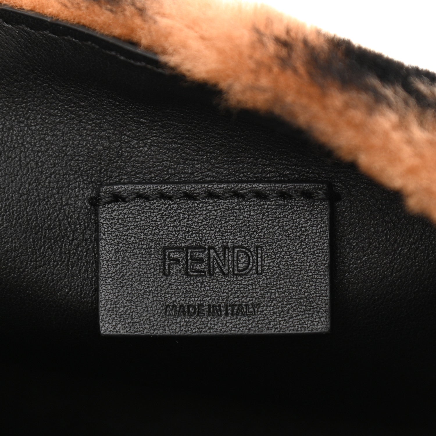 Fendi Shearling Vitello Dolce Macro FF 1974 Mini Baguette Tobacco Black 6 of 10