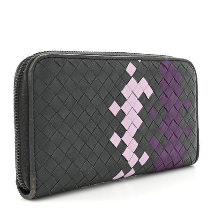 Bottega Veneta Nappa Intrecciato Zip Around Wallet Grey Multicolor 3 of 15