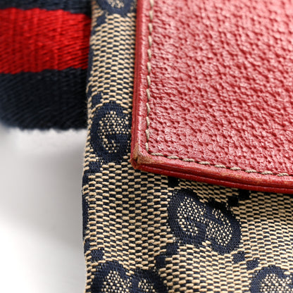 Gucci GG Monogram Web Double Pocket Belt Bag Navy Red 16 of 18