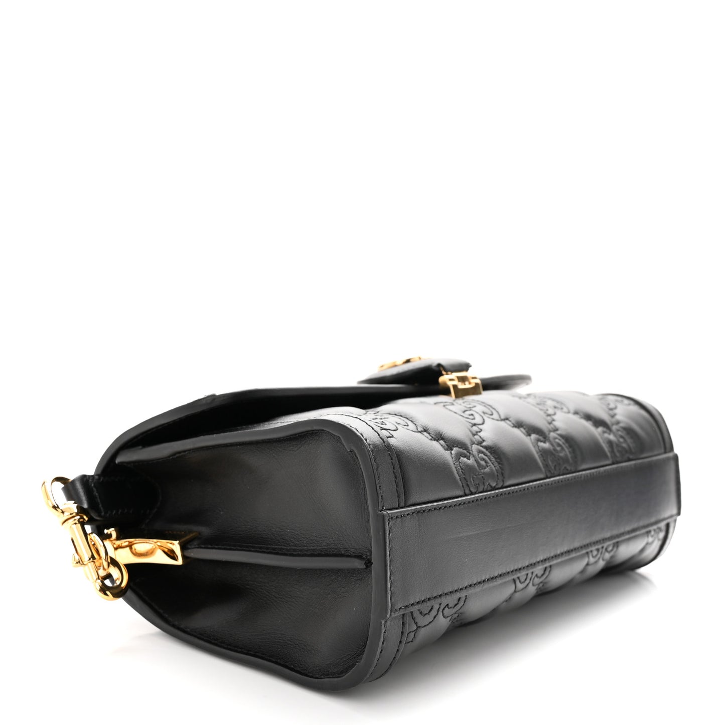 Calfskin GG Matelasse Small Flap Shoulder Bag Black Natural