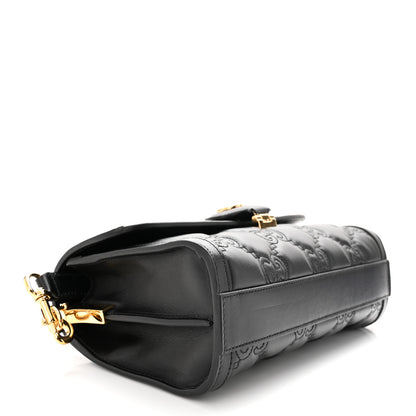 Gucci Calfskin GG Matelasse Small Flap Shoulder Bag Black Natural 3 of 9