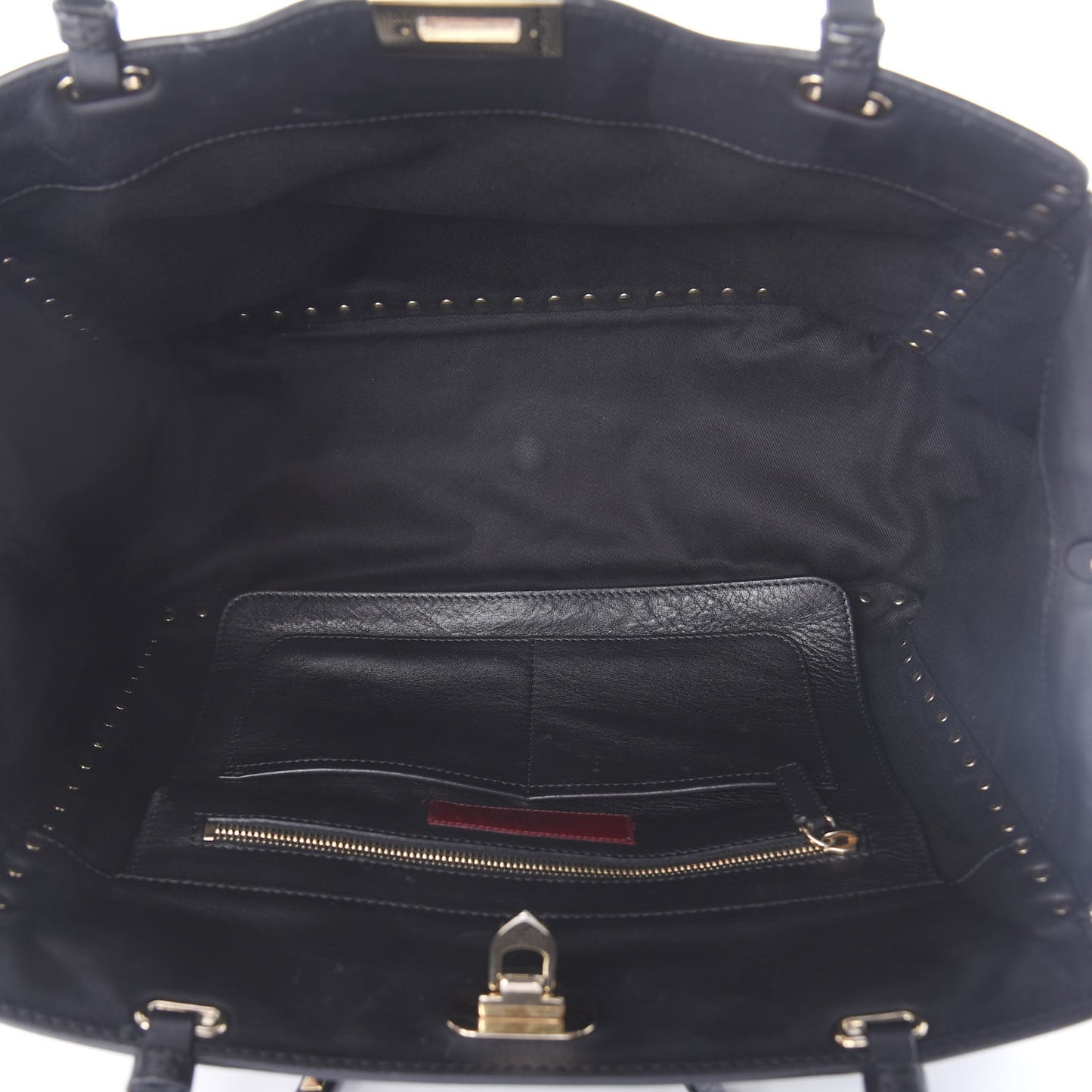 Vitello Medium Rockstud Tote Black