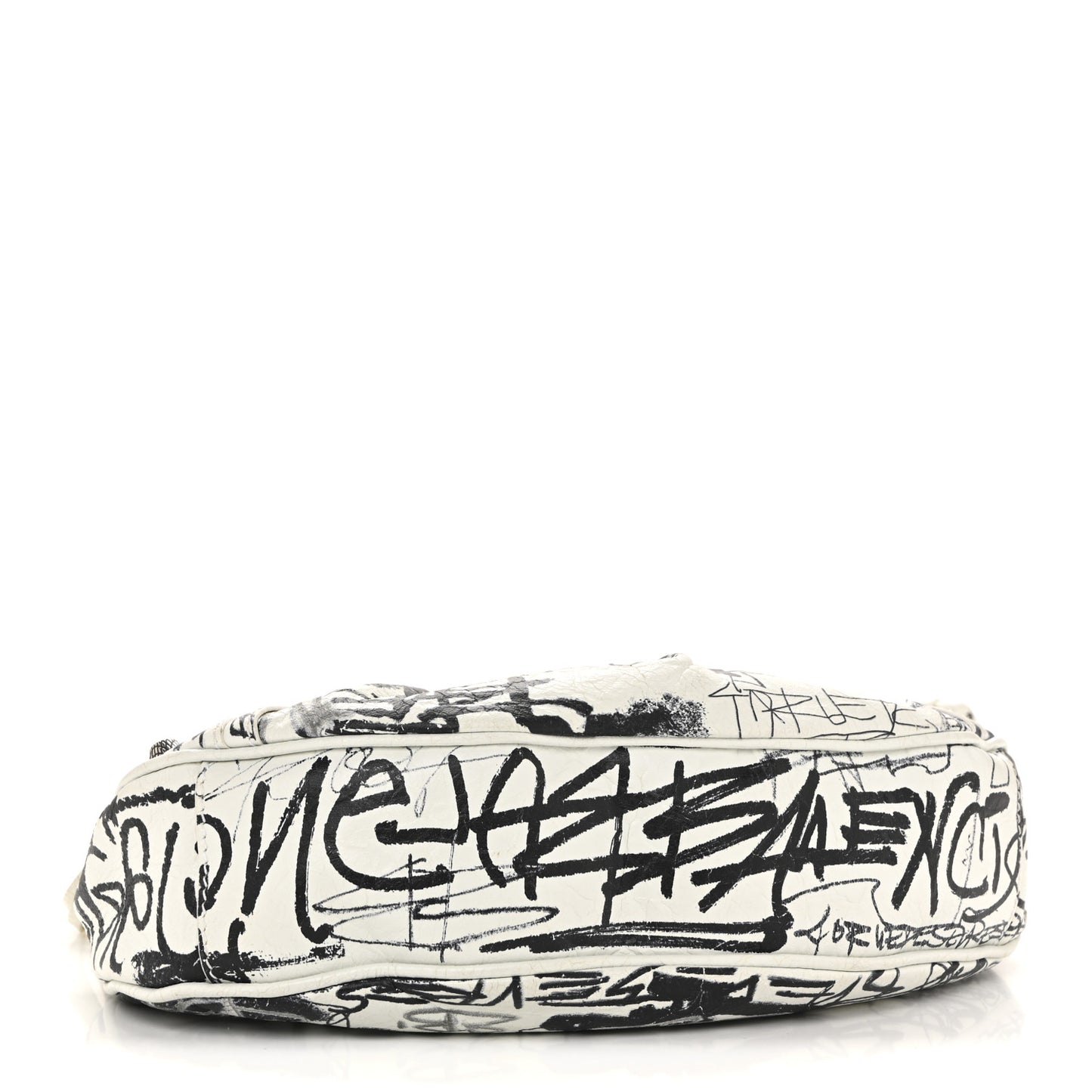 Agneau Arena Graffiti Le Cagole Shoulder Bag XS White Black