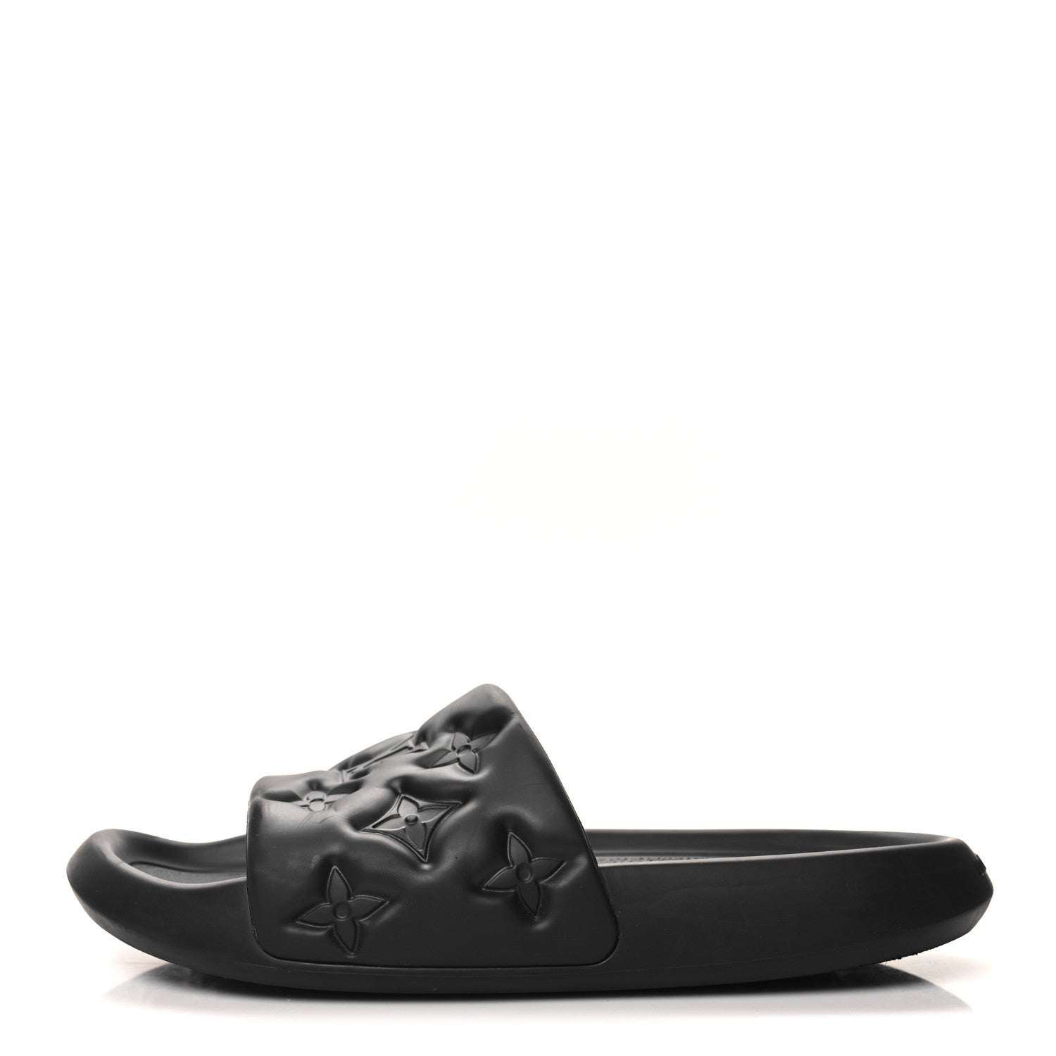 Louis Vuitton Rubber Embossed Monogram Mens Waterfront Mules 10 Black 1 of 7