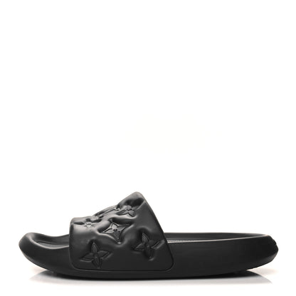 Louis Vuitton Rubber Embossed Monogram Mens Waterfront Mules 10 Black 1 of 7