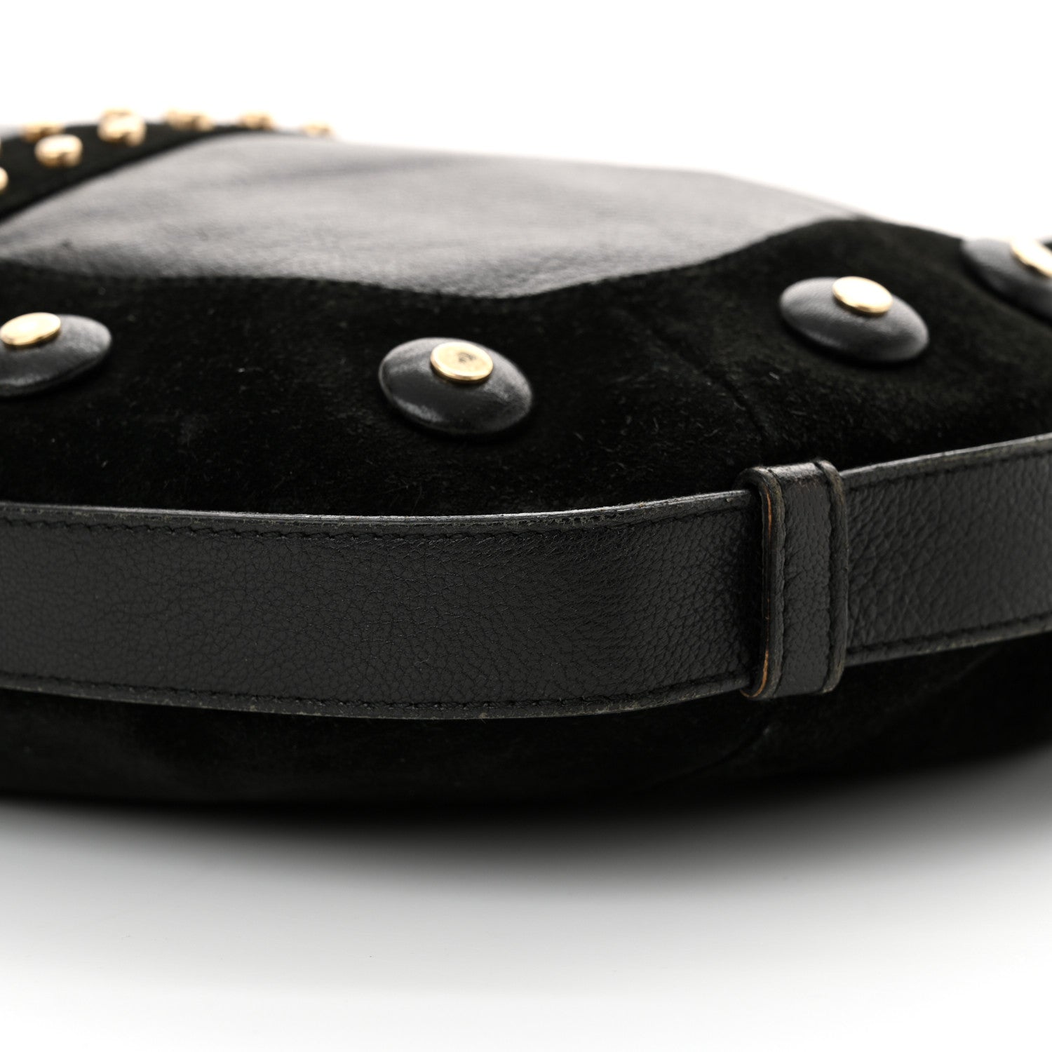 Saint Laurent Suede Horn Studded Y Mombasa Hobo Black 10 of 12