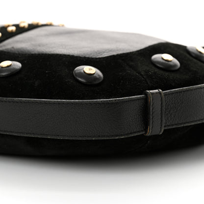 Saint Laurent Suede Horn Studded Y Mombasa Hobo Black 10 of 12