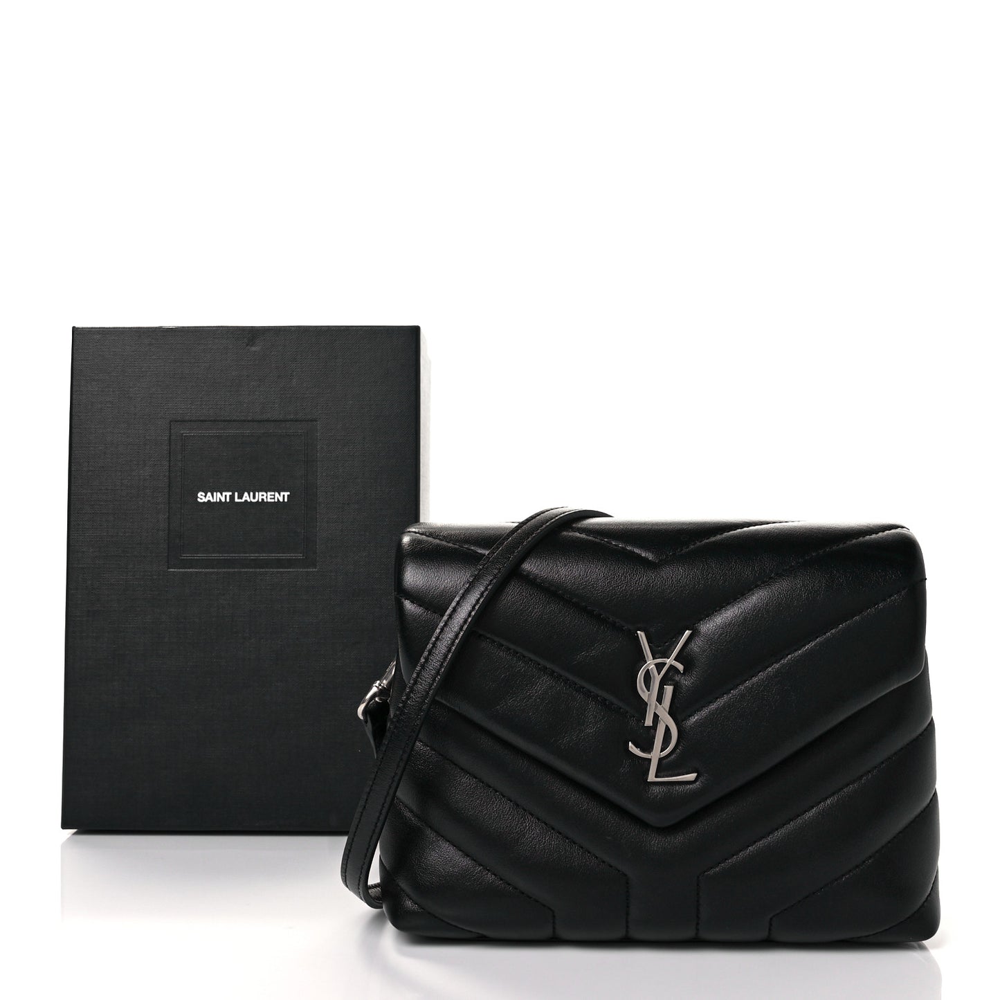 Calfskin Y Quilted Monogram Toy Loulou Crossbody Bag Black