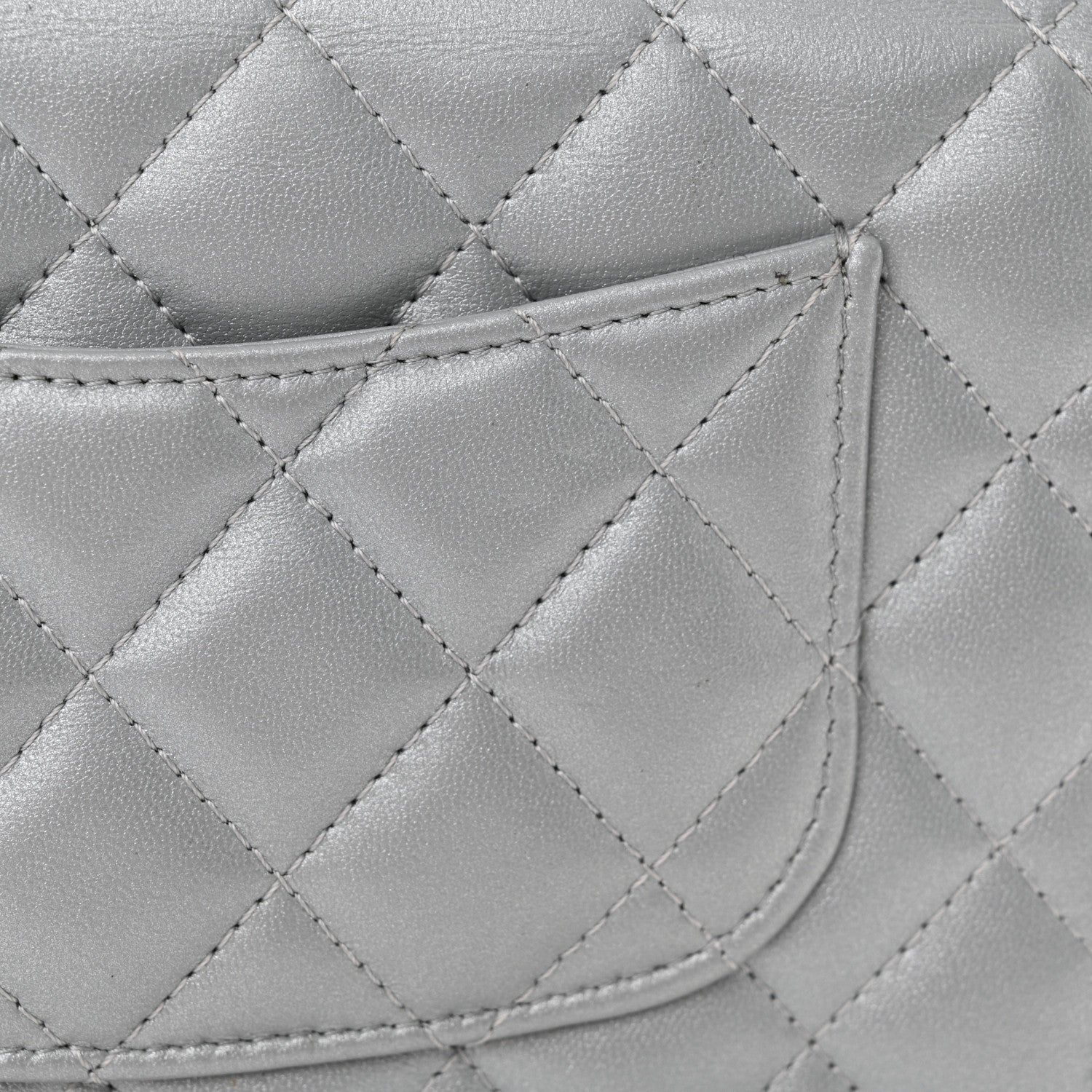 Chanel Metallic Lambskin Quilted Crystal Top Handle Rectangular Flap Silver 12 of 12