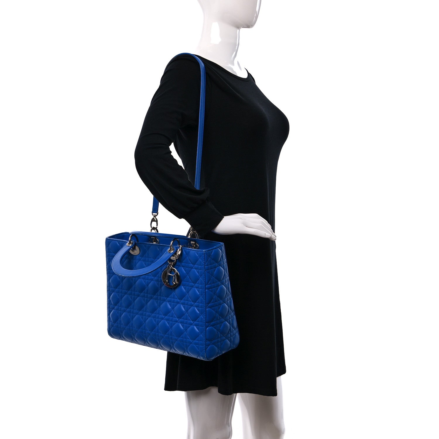 Christian Dior Lambskin Cannage Large Lady Dior Blue 2 of 10