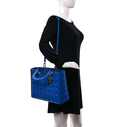 Christian Dior Lambskin Cannage Large Lady Dior Blue 2 of 10