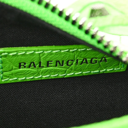 Balenciaga Extra Supple Calfskin Crocodile Embossed Le Cagole Shoulder Bag XS Acid Green 7 of 11
