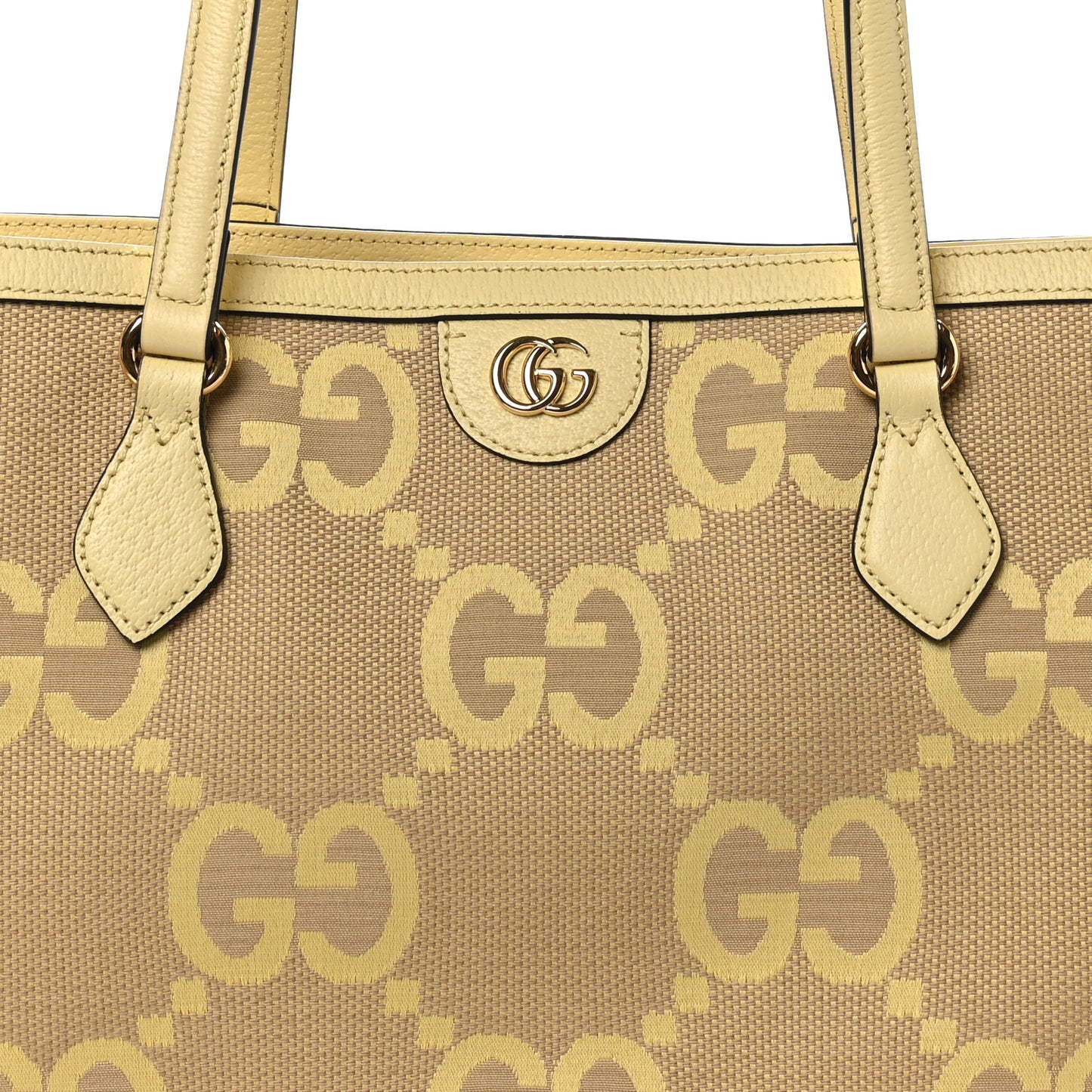 Monogram Jumbo GG Textured Dollar Calfskin Medium Ophidia Shopping Tote Beige Banana