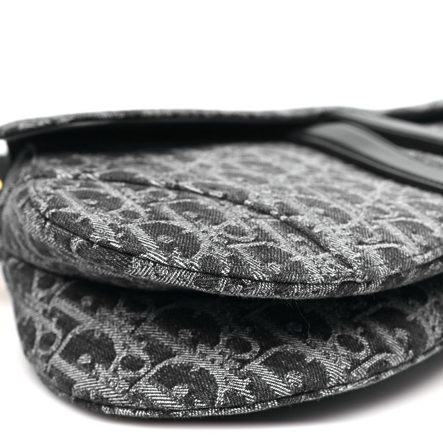 Christian Dior Denim Oblique Jacquard Saddle Bag With Strap Black 8 of 9
