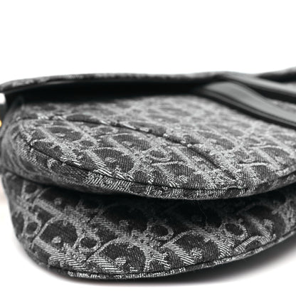 Christian Dior Denim Oblique Jacquard Saddle Bag With Strap Black 8 of 9