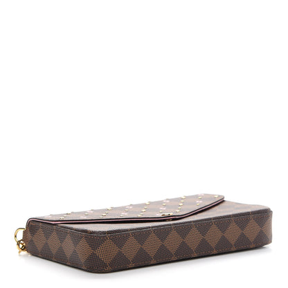 Louis Vuitton Damier Ebene Studded Pochette Felicie Chain Wallet 5 of 9