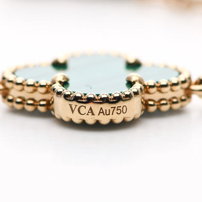 Van Cleef & Arpels 18K Yellow Gold Malachite 5 Motifs Vintage Alhambra Bracelet 5 of 6