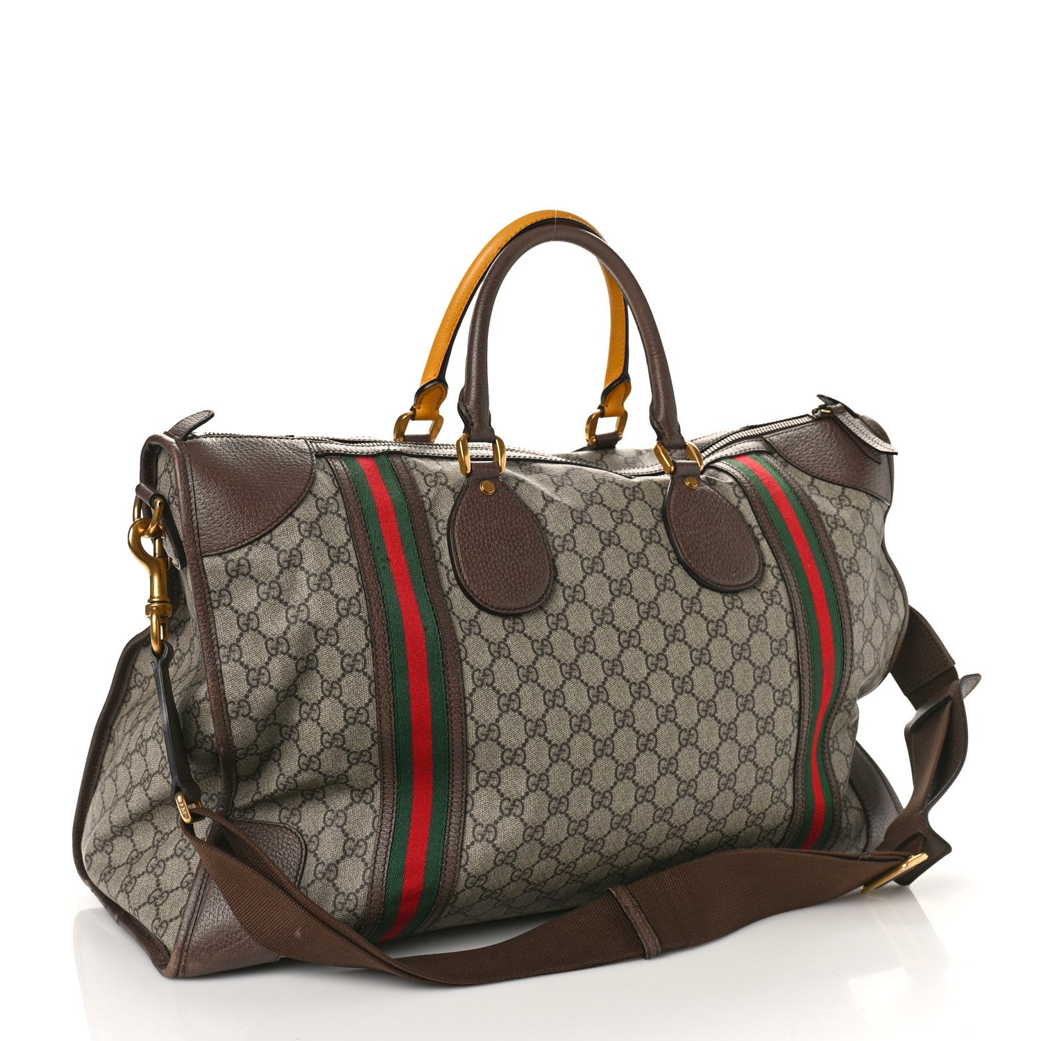 Gucci Soft GG Supreme Monogram Web Large Duffle Bag Beige New Acero Crop 3 of 30