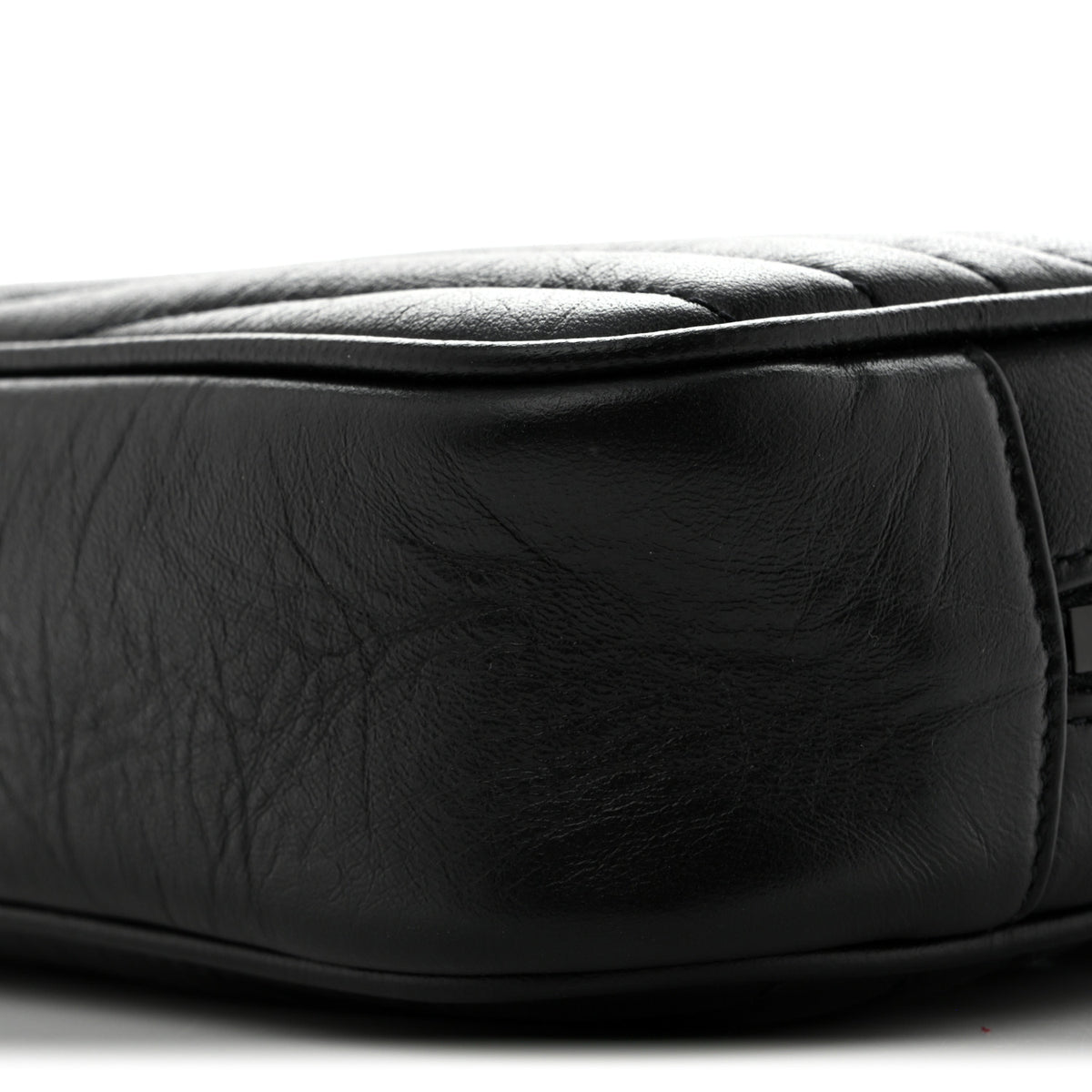 Saint Laurent Calfskin Matelasse Monochrome Monogram Mini Lou Camera Bag Black 10 of 11