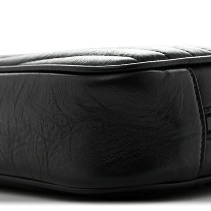 Saint Laurent Calfskin Matelasse Monochrome Monogram Mini Lou Camera Bag Black 10 of 11