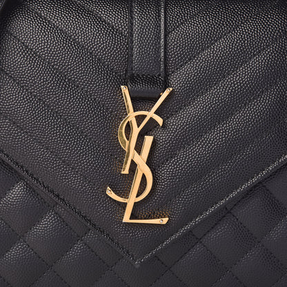 Saint Laurent Grain De Poudre Textured Mixed Matelasse Triquilt Medium Monogram Satchel Black 9 of 11