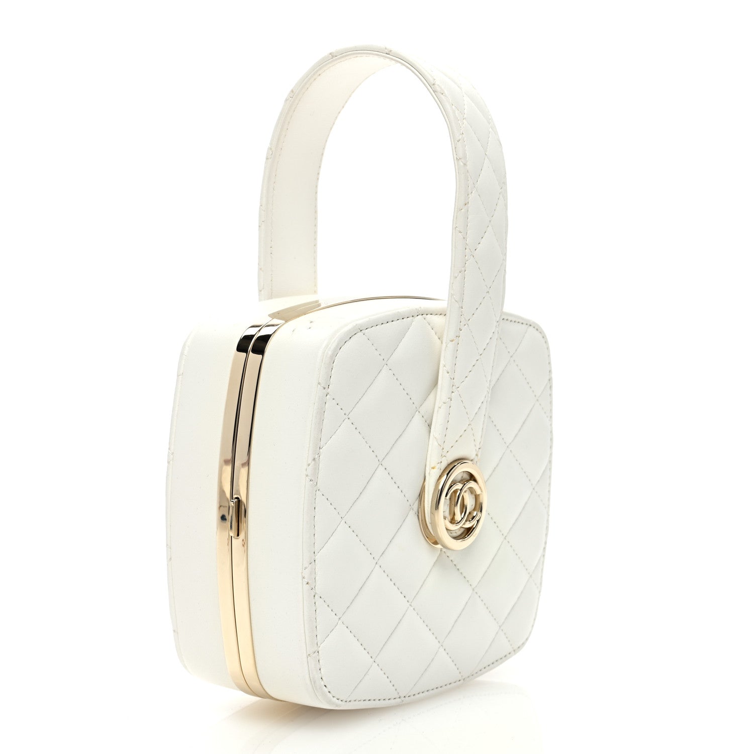 Chanel Lambskin Minaudiere Vanity With Handle White 4 of 11