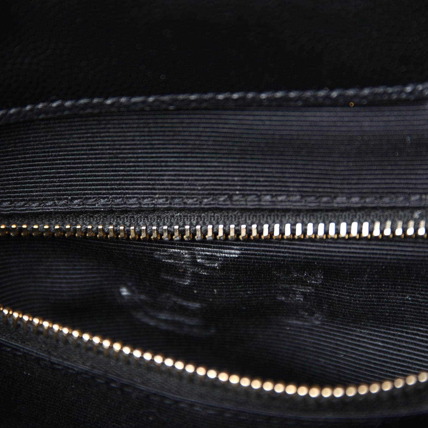 Grain De Poudre Matelasse Chevron Large Monogram Satchel Black