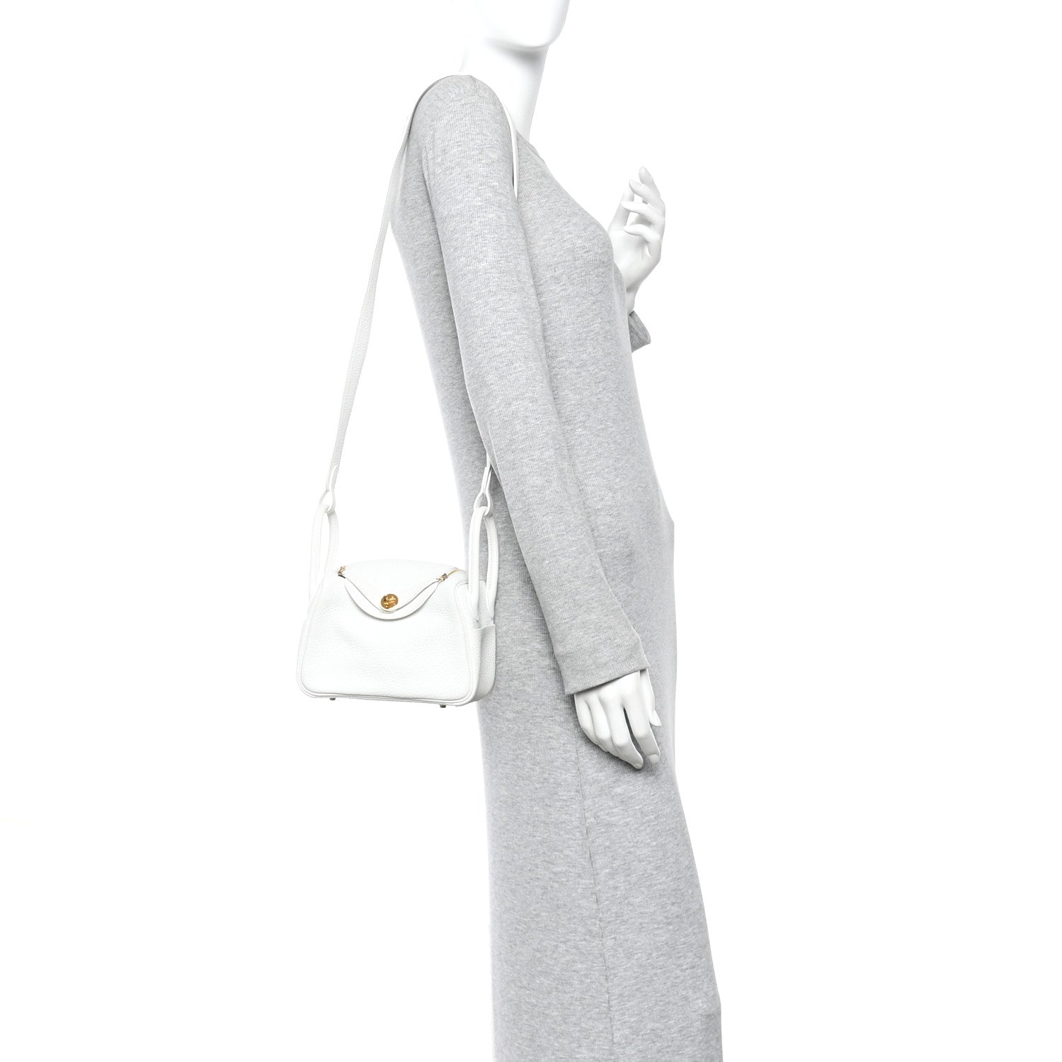 Hermes Taurillon Clemence Mini Lindy 20 New White 2 of 10