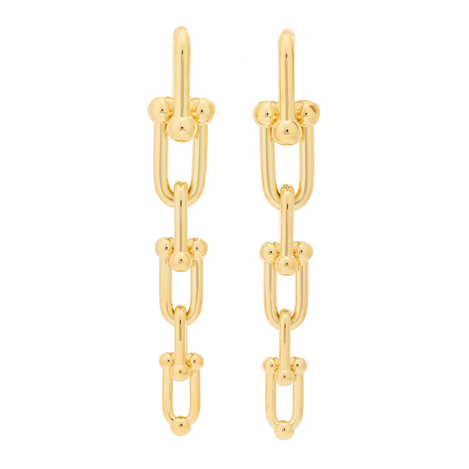Tiffany 18K Yellow Gold HardWear Graduated Link Earrings 1 of 5