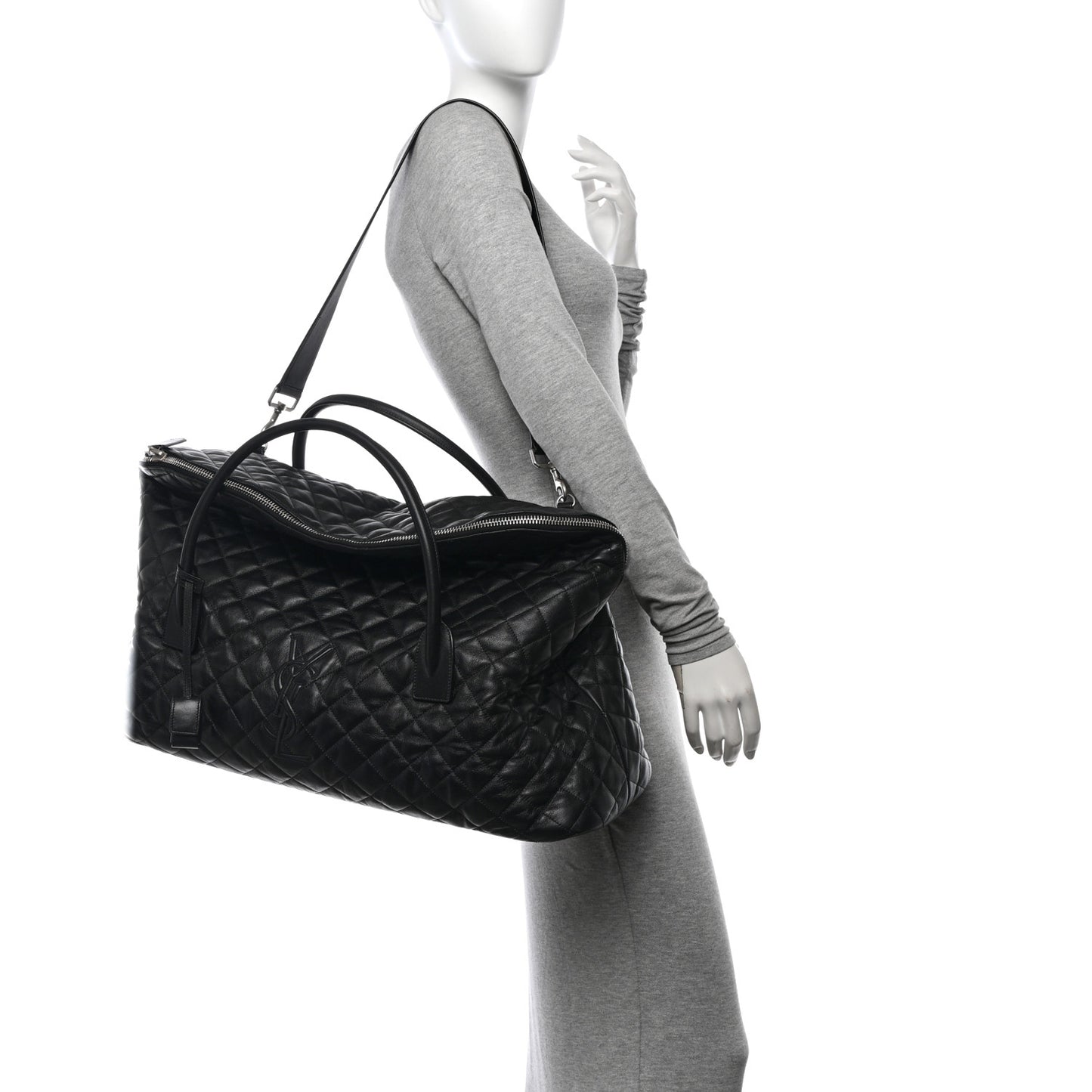 Calfskin Quilted ES Giant Travel Bag Black
